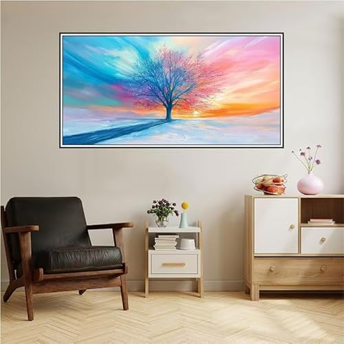 Malen Nach Zahlen Erwachsene Traum Malen Nach Zahlen Landschaft Malen Nach Zahlen ab 9 Jahre Mädchen DIY Ölgemälde Bastelset Kit, Mit 3-Pinseln und Acrylfarbe für Geschenk Wand Décor 200X100cm-z81 von Guofuos