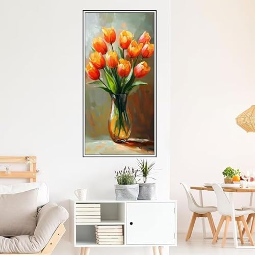 Malen Nach Zahlen Erwachsene Tulpe Malen Nach Zahlen Blume Malen Nach Zahlen ab 9 Jahre Mädchen DIY Ölgemälde Bastelset Kit, Mit 3-Pinseln und Acrylfarbe für Geschenk Home Wand Décor 220X100cm-z498 von Guofuos