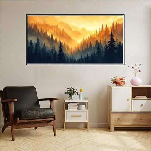 Malen Nach Zahlen Erwachsene Wald Malen Nach Zahlen Traum Malen Nach Zahlen ab 9 Jahre Mädchen DIY Ölgemälde Bastelset Kit, Mit 3-Pinseln und Acrylfarbe für Geschenk Home Wand Décor 100X50cm-z147 von Guofuos