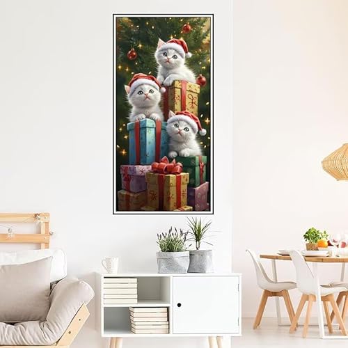 Malen Nach Zahlen Erwachsene Weihnachten Malen Nach Zahlen Katze Malen Nach Zahlen ab 9 Jahre Mädchen DIY Ölgemälde Bastelset Kit, Mit 3-Pinseln und Acrylfarbe für Geschenk Wand Décor 100X50cm-z626 von Guofuos