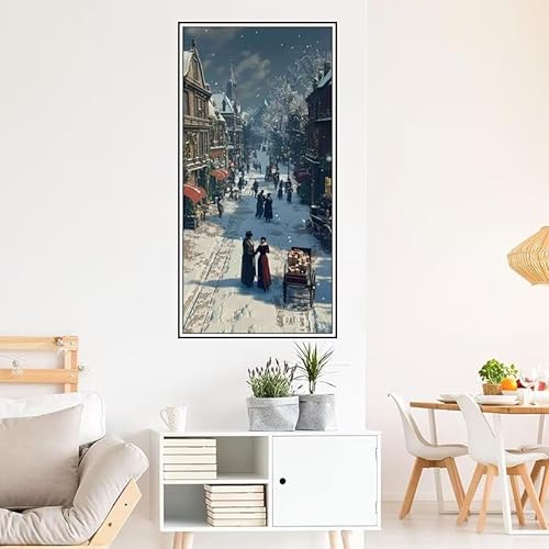 Malen Nach Zahlen Erwachsene Winter Malen Nach Zahlen Stadt Malen Nach Zahlen ab 9 Jahre Mädchen DIY Ölgemälde Bastelset Kit, Mit 3-Pinseln und Acrylfarbe für Geschenk Home Wand Décor 220X100cm-z1132 von Guofuos