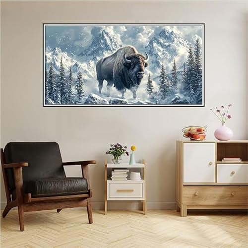 Malen Nach Zahlen Erwachsene Winter Malen Nach Zahlen Tier Malen Nach Zahlen ab 9 Jahre Mädchen DIY Ölgemälde Bastelset Kit, Mit 3-Pinseln und Acrylfarbe für Geschenk Home Wand Décor 100X50cm-z91 von Guofuos