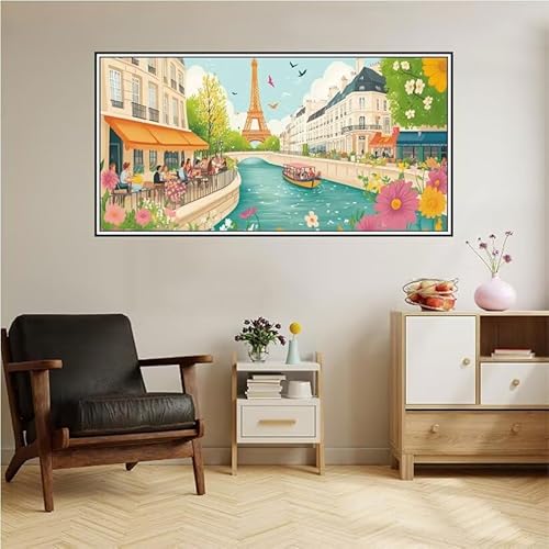 Paris Malen Nach Zahlen 40X20cm Malen Nach Zahlen Erwachsene Landschaft Malen Nach Zahlen Kinder, Knitterfreie Leinwand, Pinsels Und Acrylfarbe Diy Handgemalt öLgemäLde Kit, Geschenke für Männer-z74 von Guofuos