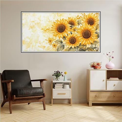 Sonnenblume Malen Nach Zahlen Groß 100X50cm Malen Nach Zahlen Erwachsene Blume Malen Nach Zahlen Kinder, Knitterfreie Leinwand, Pinsels Und Acrylfarbe Diy Handgemalt Kit, Geschenke für Männer-z75 von Guofuos