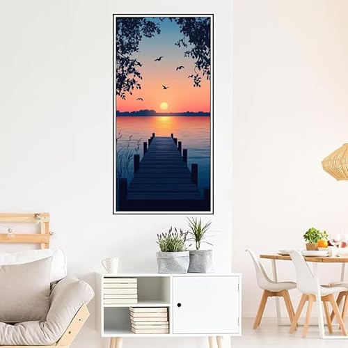 Sonnenuntergang Malen Nach Zahlen Groß 140X70cm Malen Nach Zahlen Erwachsene Pier Malen Nach Zahlen Kinder, Knitterfreie Leinwand, Pinsels Und Acrylfarbe Diy Handgemalt Kit, Geschenke für Männer-z529 von Guofuos