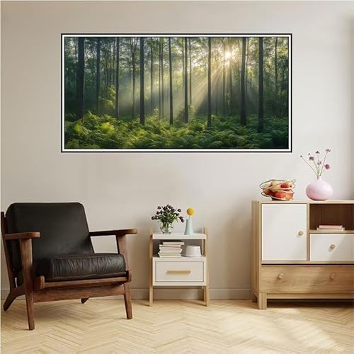 Wald Malen Nach Zahlen Groß 140X70cm Malen Nach Zahlen Erwachsene Sonnenuntergang Malen Nach Zahlen Kinder, Knitterfreie Leinwand, Pinsels Und Acrylfarbe Diy Handgemalt Kit, Geschenke für Männer-z130 von Guofuos