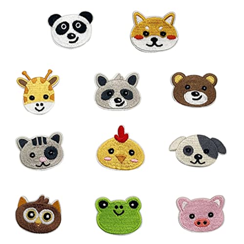 Guoguonb 11 Stück Cartoon-Tiere Stickerei on Patches DIY Accessories Flicken zum Aufbügeln Kinder Panda Ferkel Hühner Welpe Patches Cute Sewing Applique für Mützen Taschen Jeans Kleidungsdekorationen von Guoguonb