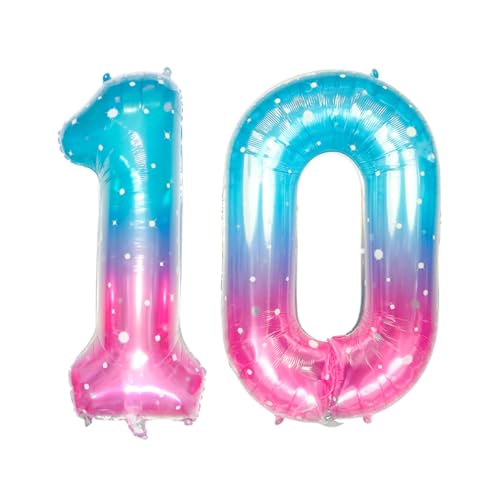 Guoguonb 40 Zoll Zahl 10. Geburtstag Deko Riesen Aufblasbar Helium Folienballon Nummer 10 Luftballons Personalisiertes Design Ballon für Gedenktag Geburtstag Dekoration (Sternenlicht) von Guoguonb