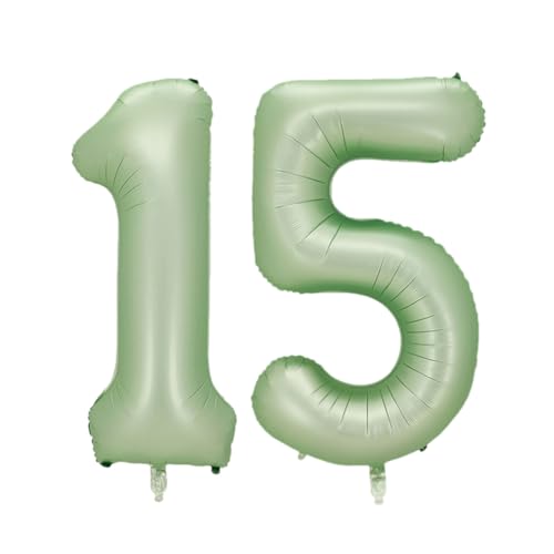 Guoguonb 40 Zoll Zahl 15. Geburtstag Deko Riesen Aufblasbar Helium Folienballon Nummer 15 Luftballons Personalisiertes Design Ballon für Gedenktag Geburtstag Dekoration (Wassermelone Grün) von Guoguonb