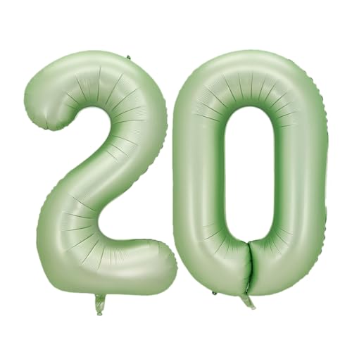 Guoguonb 40 Zoll Zahl 20. Geburtstag Deko Riesen Aufblasbar Helium Folienballon Nummer 20 Luftballons Personalisiertes Design Ballon für Gedenktag Geburtstag Dekoration (Wassermelone Grün) von Guoguonb