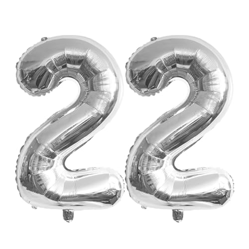 Guoguonb 40 Zoll Zahl 22. Geburtstag Deko Riesen Aufblasbar Helium Folienballon Nummer 22 Luftballons Personalisiertes Design Ballon für Gedenktag Geburtstag Dekoration (Silber) von Guoguonb