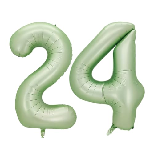 Guoguonb 40 Zoll Zahl 24. Geburtstag Deko Riesen Aufblasbar Helium Folienballon Nummer 24 Luftballons Personalisiertes Design Ballon für Gedenktag Geburtstag Dekoration (Wassermelone Grün) von Guoguonb