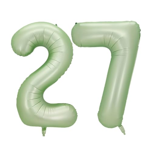 Guoguonb 40 Zoll Zahl 27. Geburtstag Deko Riesen Aufblasbar Helium Folienballon Nummer 27 Luftballons Personalisiertes Design Ballon für Gedenktag Geburtstag Dekoration (Wassermelone Grün) von Guoguonb