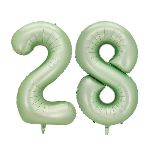 Guoguonb 40 Zoll Zahl 28. Geburtstag Deko Riesen Aufblasbar Helium Folienballon Nummer 28 Luftballons Personalisiertes Design Ballon für Gedenktag Geburtstag Dekoration (Wassermelone Grün) von Guoguonb