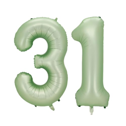 Guoguonb 40 Zoll Zahl 31. Geburtstag Deko Riesen Aufblasbar Helium Folienballon Nummer 31 Luftballons Personalisiertes Design Ballon für Gedenktag Geburtstag Dekoration (Wassermelone Grün) von Guoguonb