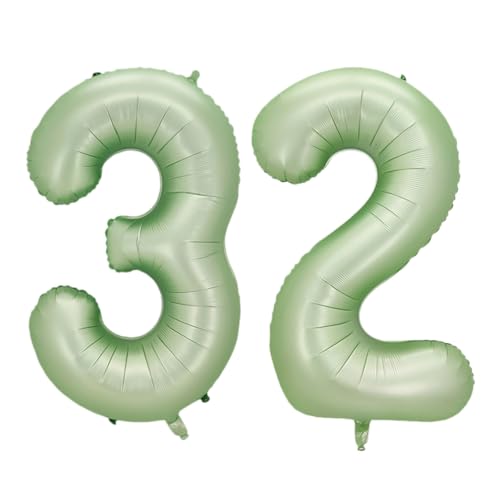 Guoguonb 40 Zoll Zahl 32. Geburtstag Deko Riesen Aufblasbar Helium Folienballon Nummer 32 Luftballons Personalisiertes Design Ballon für Gedenktag Geburtstag Dekoration (Wassermelone Grün) von Guoguonb