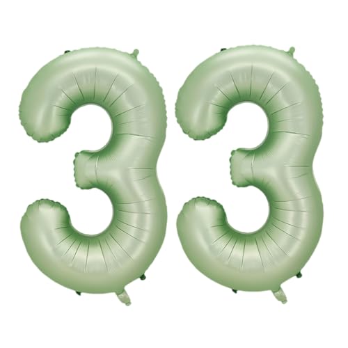 Guoguonb 40 Zoll Zahl 33. Geburtstag Deko Riesen Aufblasbar Helium Folienballon Nummer 33 Luftballons Personalisiertes Design Ballon für Gedenktag Geburtstag Dekoration (Wassermelone Grün) von Guoguonb