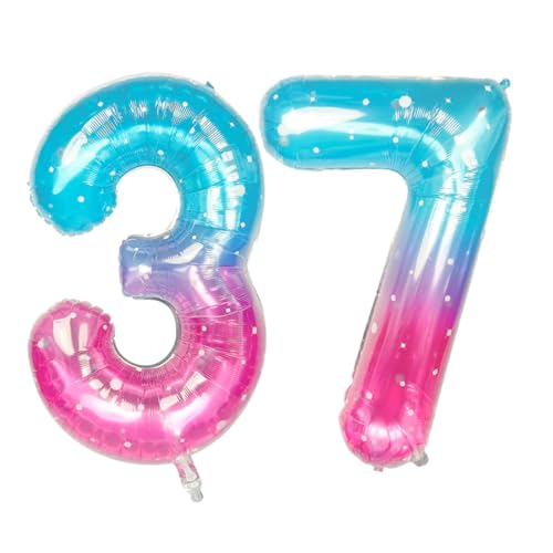 Guoguonb 40 Zoll Zahl 37. Geburtstag Deko Riesen Aufblasbar Helium Folienballon Nummer 37 Luftballons Personalisiertes Design Ballon für Gedenktag Geburtstag Dekoration (Sternenlicht) von Guoguonb