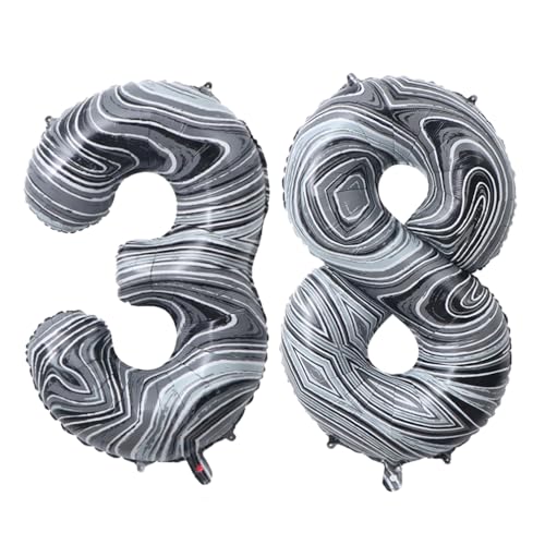 Guoguonb 40 Zoll Zahl 38. Geburtstag Deko Riesen Aufblasbar Helium Folienballon Nummer 38 Luftballons Personalisiertes Design Ballon für Gedenktag Geburtstag Dekoration (Onyx Schwarz) von Guoguonb