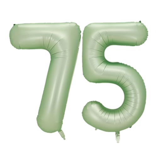 Guoguonb 40 Zoll Zahl 75. Geburtstag Deko Riesen Aufblasbar Helium Folienballon Nummer 75 Luftballons Personalisiertes Design Ballon für Gedenktag Geburtstag Dekoration (Wassermelone Grün) von Guoguonb