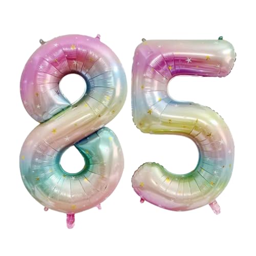 Guoguonb 40 Zoll Zahl 85. Geburtstag Deko Riesen Aufblasbar Helium Folienballon Nummer 85 Luftballons Personalisiertes Design Ballon für Gedenktag Geburtstag Dekoration (Regenbogen) von Guoguonb