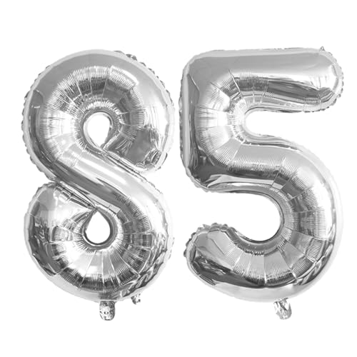 Guoguonb 40 Zoll Zahl 85. Geburtstag Deko Riesen Aufblasbar Helium Folienballon Nummer 85 Luftballons Personalisiertes Design Ballon für Gedenktag Geburtstag Dekoration (Silber) von Guoguonb