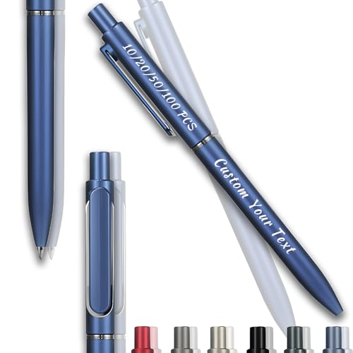 Personalisierte Kugelschreiber mit Gravur, 10/20/50/100 Stück Kugelschreiber Set Ballpoint Pens, Gelstifte Gelschreiber Schwarze Tinte, 0,5mm Dicke Mine, Bürobedarf, Schreibwaren (Dunkelblau, 10Stk) von Guooyuuyu