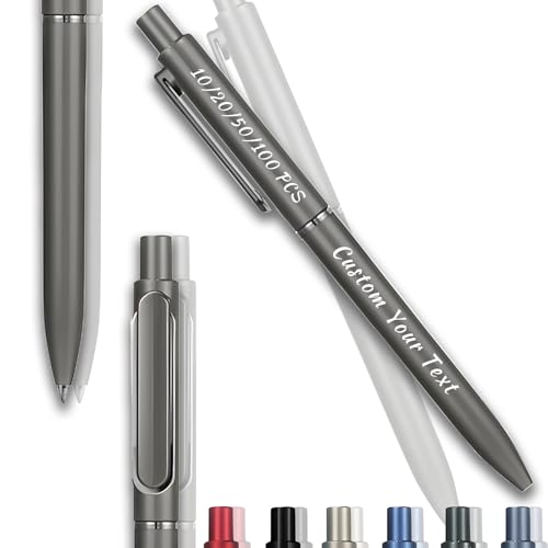 Personalisierte Kugelschreiber mit Gravur, 10/20/50/100 Stück Kugelschreiber Set Ballpoint Pens, Gelstifte Gelschreiber Schwarze Tinte, 0,5mm Dicke Mine, Bürobedarf, Schreibwaren (Grau, 100Stk) von Guooyuuyu