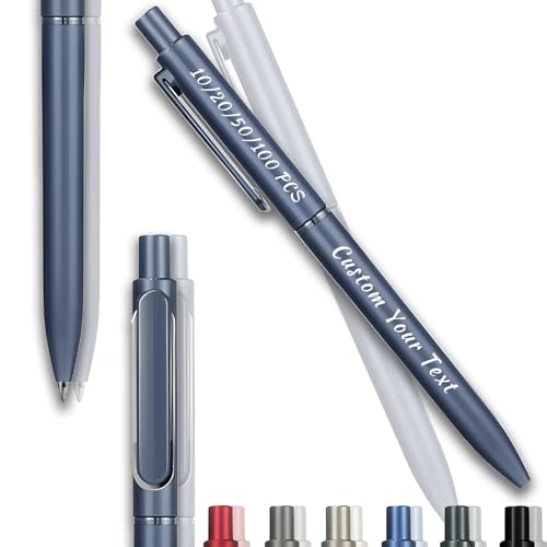 Personalisierte Kugelschreiber mit Gravur, 10/20/50/100 Stück Kugelschreiber Set Ballpoint Pens, Gelstifte Gelschreiber Schwarze Tinte, 0,5mm Dicke Mine, Bürobedarf, Schreibwaren (Hellblau, 100Stk) von Guooyuuyu