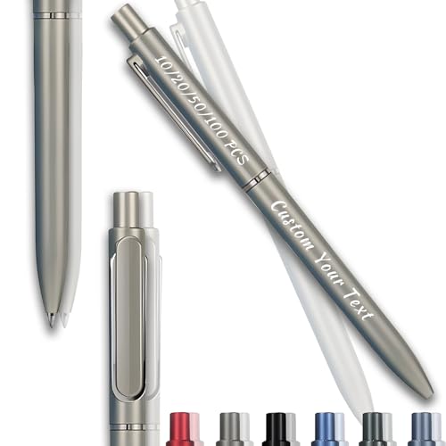 Personalisierte Kugelschreiber mit Gravur, 10/20/50/100 Stück Kugelschreiber Set Ballpoint Pens, Gelstifte Gelschreiber Schwarze Tinte, 0,5mm Dicke Mine, Bürobedarf, Schreibwaren (Hellgrau, 100Stk) von Guooyuuyu