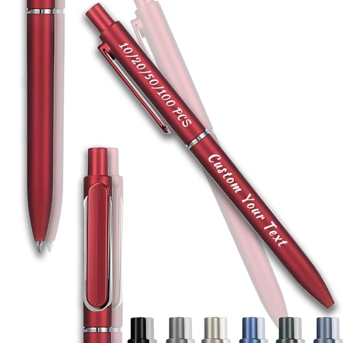 Personalisierte Kugelschreiber mit Gravur, 10/20/50/100 Stück Kugelschreiber Set Ballpoint Pens, Gelstifte Gelschreiber Schwarze Tinte, 0,5mm Dicke Mine, Bürobedarf, Schreibwaren (Rot, 100Stk) von Guooyuuyu