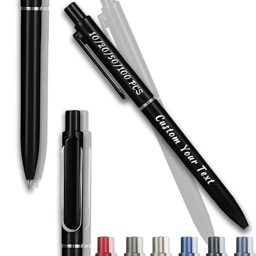 Personalisierte Kugelschreiber mit Gravur, 10/20/50/100 Stück Kugelschreiber Set Ballpoint Pens, Gelstifte Gelschreiber Schwarze Tinte, 0,5mm Dicke Mine, Bürobedarf, Schreibwaren (Schwarz, 100Stk) von Guooyuuyu