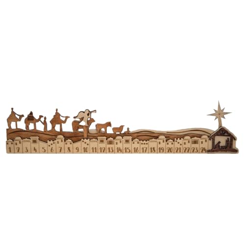 Gupcaqosjw Krippen Adventskalender 2024, Holz Weihnachtskrippe Kalender, Holz Desktop Ornamente Countdown Kalender, Christus Tischkalender Desktop Ornamente Weihnachts, Holz Desktop Ornament von Gupcaqosjw