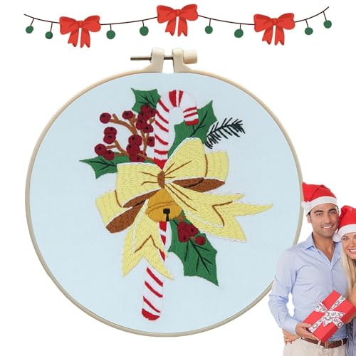 Gupcaqosjw Weihnachts-Stickset,Weihnachts-Nadelspitzen-Sets, Weihnachtsornament-Nadelspitzen-Sets für Anfänger, Weihnachtsstiche, exquisites Weihnachtsmuster-Strickset von Gupcaqosjw