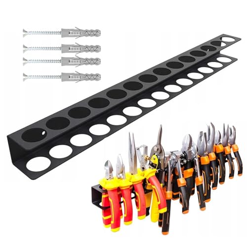 Werkzeughalter, Werkzeug Wandhalterung, Schraubendreher-Rack-Wandhalterung, 14 Löchern Zangenhalter-Wandhalterung, Handwerkzeug-Hammerzangen-Aufbewahrungsregal,Hammer Rack Zangen Organizer 4x4,5x40cm von Gupcaqosjw