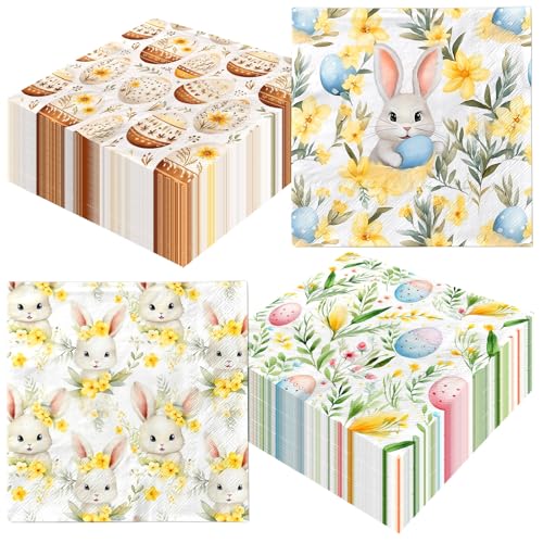 Papierservietten mit Osterhasen, Einweg-Partyservietten für Osterei und Kaninchen, Oster-Dessert-Papierservietten, Frühlingsparty-Zubehör von Gupesxu