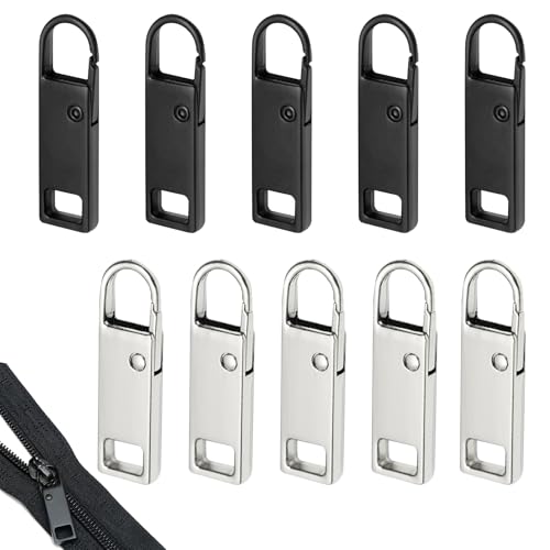 10 Stück Reißverschluss Zipper, Zipper Reißverschluss Ersatz, Zippy Fix, Abnehmbares Metall Zipper für Reissverschluss Reparatur für Geldbörse, Kleider, Jeans, Koffer, Reissverschluss Zipper Pull von Gurfzcyuoo