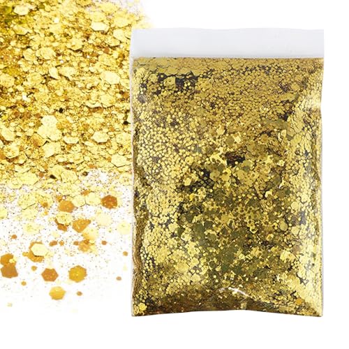 50g Glitzer, Glitzer Gold, Glitzer Basteln für Nägel Gesicht Makeup Kartenbasteln Handwerk Nagelkunst, Glitter, Glitzerpulver, Gold Glitzer, Glitzer Basteln, Glitzerpulver Zum Basteln von Gurfzcyuoo