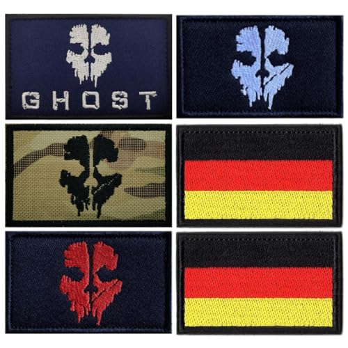 6 Stücke Patches Klett Militär Tactical Aufnäher Patches Patches Klett lustig Call of Duty Ghost Mask Airsoft Patch Klett für Rucksäcke Taktische Kleidung Aufkleber Abzeichen von Gurxi