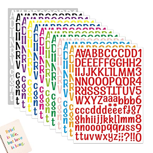 Buchstaben Aufkleber Klebebuchstaben Wetterfest Bunt Alphabet Aufkleber Selbstklebende Alphabet und Zahlen Sticker 12 Blätter Buchstaben Aufkleber für Kerzen Scrapbooking DIY Deko Verschönerung von Gurxi