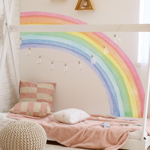 Gurxi 1 Regenbogen Kinderzimmer Bunte Regenbogen Wandaufkleber,Große Regenbogen Wandaufkleber,SchöNe Selbstklebende Wandaufkleber Aquarell Wandaufkleber FüR MäDchen Zimmer Schlafzimmer Kinderzimmer von Gurxi