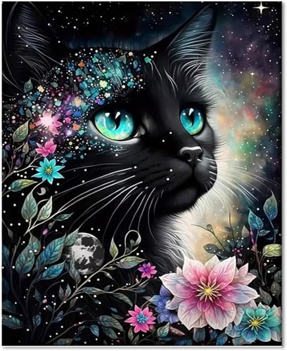 Gutluz 5D Diamond Painting Erwachsene Katzen 40x50cm Diamant Painting Bilder Erwachsene Katze Diamond-Painting Kinder Kit als Geschenke Weihnachten Neujahr Bastelset Erwachsene Diamond Art Blumen von Gutluz