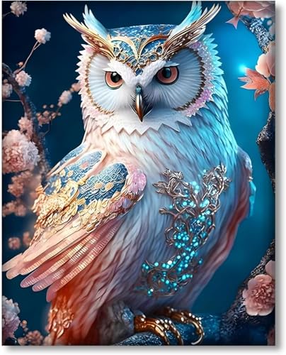 Gutluz Malen Nach Zahlen Erwachsene Tiere Malen Nach Zahlen Eule wasserfall Malen-Nach-Zahlen Erwachsene Anime Paint By Numbers Adults Owl Painting By Numbers Leinwand Pinsel Farben 40x50cm von Gutluz