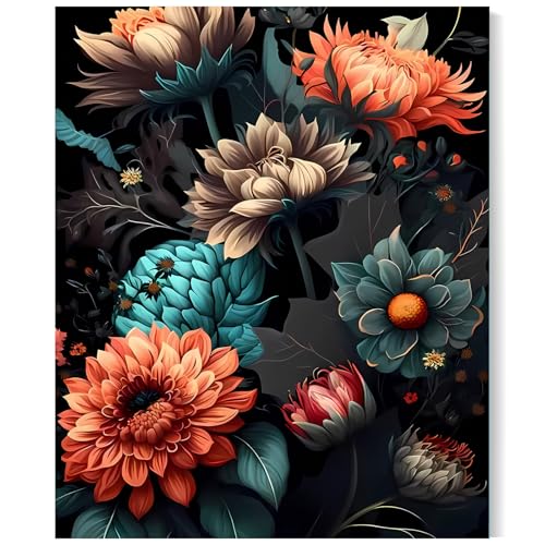 Gutluz Malen Nach Zahlen Erwachsene und Anfänger Frauen - Painting by Number blumen - Geschenke für Erwachsene Diy Ölgemälde Wohndekoration (40 x 50 cm Rahmenlos) von Gutluz