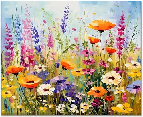 Gutluz Malen nach Zahlen Erwachsene Blumen- Paint by Numbers Adults Blume - Cheerful Painting Kits Blume - Malen Nach Zahlen Erwachsene Leinwand Pinsel - Geschenke 40x50cm (CD169) von Gutluz