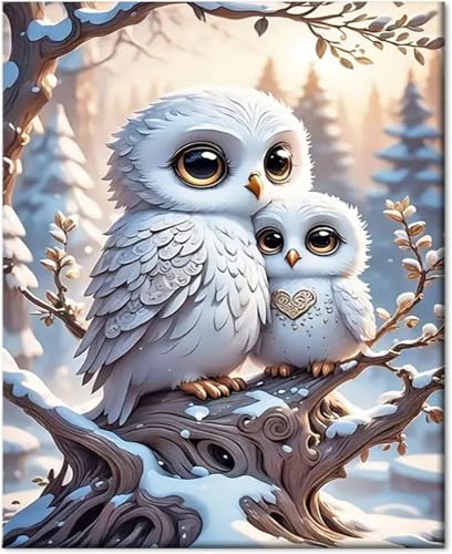 Gutluz Malen nach Zahlen Kinder Tiere Eule- Paint by Numbers Kids Adults Owl - cheerful painting Kits Animal - Malen Nach Zahlen Erwachsene Leinwand Pinsel - Bastelset Kinder Erwachsene(CD156) von Gutluz