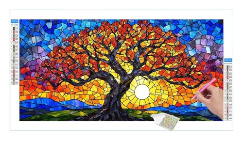 Baum des Lebens Diamond Painting Erwachsene Groß XXL 40x20cm, DIY 5D Diamant Painting Bilder, Diamant Kunst Malerei Stickerei Kreuzstich Set, Diamond Painting fur Wohnzimmer Schlatimmer Wanddeko Y-463 von Guuogxan