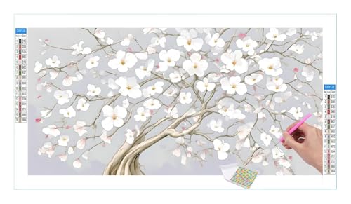 Blume Baum Diamond Painting Erwachsene Groß XXL 40x20cm, DIY 5D Diamant Painting Bilder, Diamant Kunst Malerei Stickerei Kreuzstich Set, Diamond Painting fur Wohnzimmer Schlatimmer Wanddeko Y-233 von Guuogxan