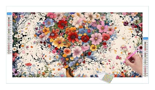 Blumen Farben Liebe Diamond Painting Erwachsene Groß XXL 40x20cm, DIY 5D Diamant Painting Bilder, Diamant Kunst Malerei Stickerei Kreuzstich Set, Diamond Painting fur Wohnzimmer Wanddeko Y-230 von Guuogxan