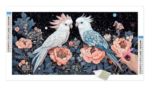 Blumen Liebesvogel Diamond Painting Erwachsene Groß XXL 40x20cm, DIY 5D Diamant Painting Bilder, Diamant Kunst Malerei Stickerei Kreuzstich Set, Diamond Painting fur Wohnzimmer Wanddeko Y-235 von Guuogxan